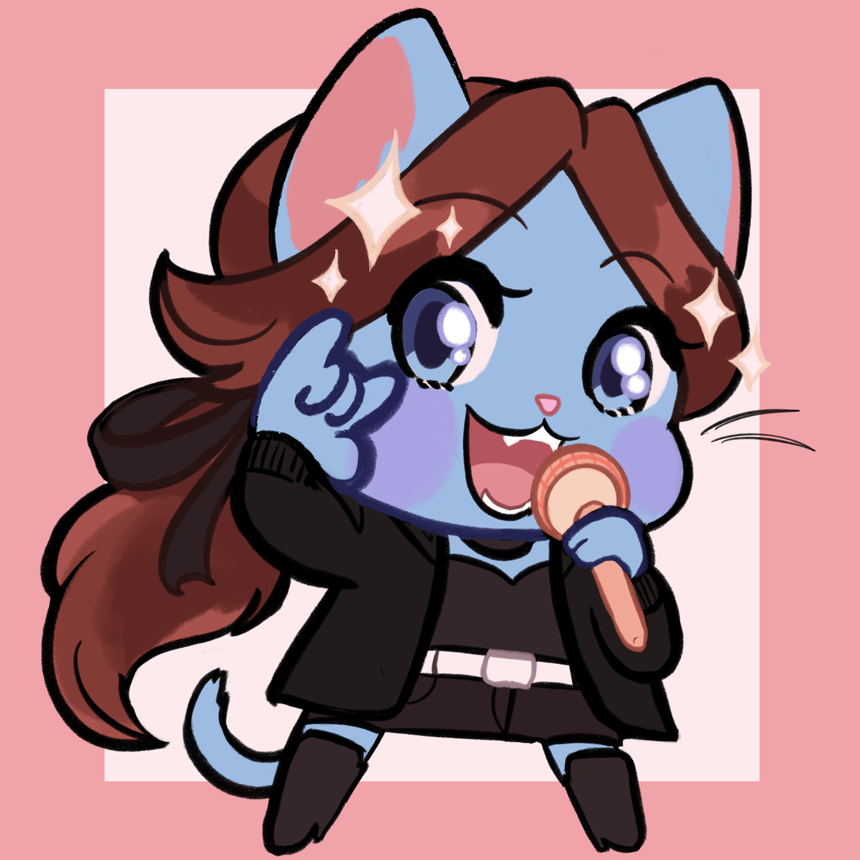 It me fursona.  Their name is also Nikki, and they also go by they/them because they're basically just me if I was a blue cat person like Gumball's mom